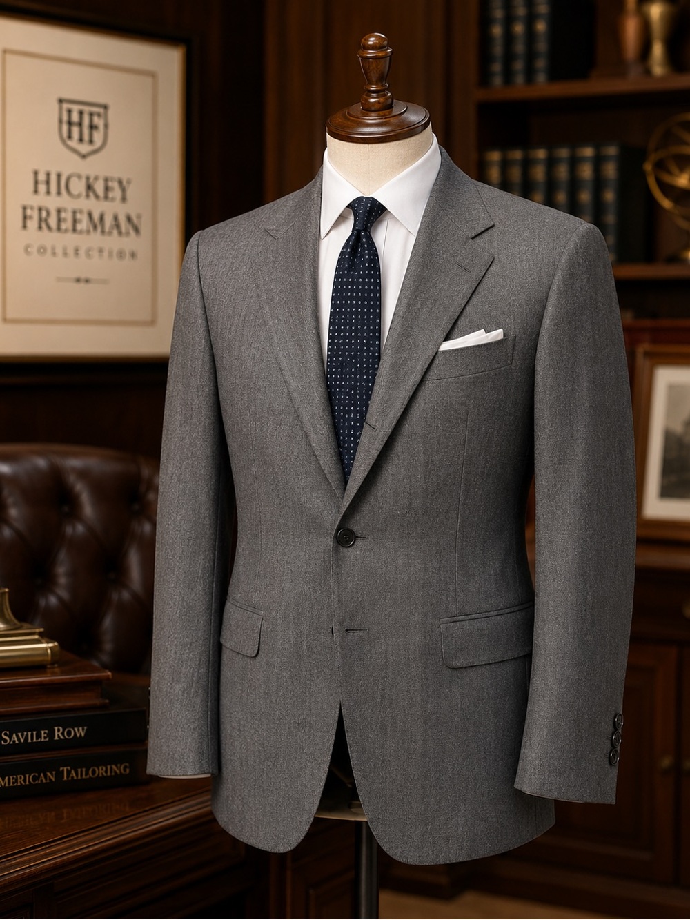 Hickey Freeman Canterbury 44R Gray Wool Blend Sport Coat Blazer Made USA